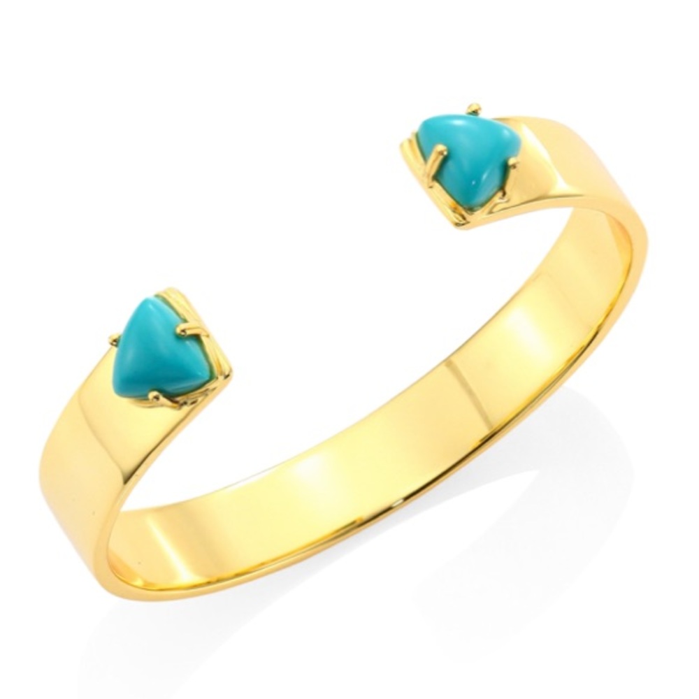 jules smith // turquoise and gold cuff bracelet - Picture 6 of 6